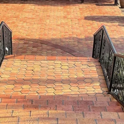 8" Hexagon Heritage Natural, 10X12" Step Bullnose Heritage Natural