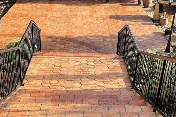 8" Hexagon Heritage Natural, 10X12" Step Bullnose Heritage Natural