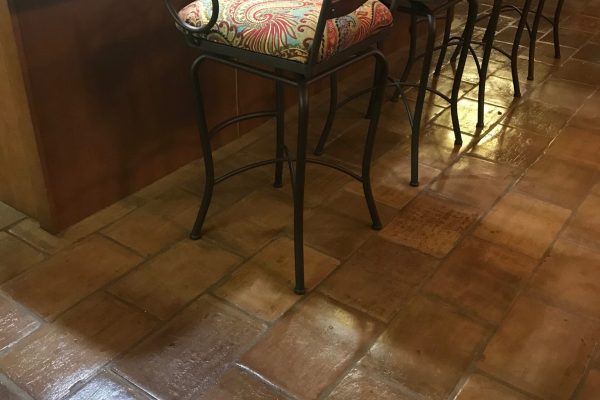 9X14" French terracotta tile in the cafe color installed on kitchen floor