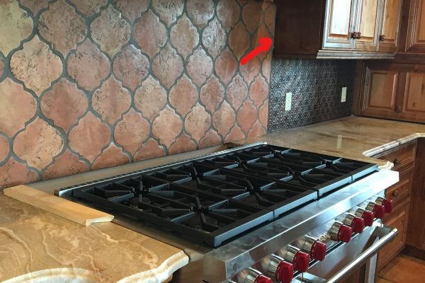 Riviera terracotta tile heritage natural installed on backsplash