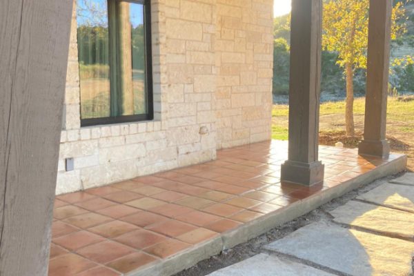 12X12" Saltillo Tile natural installed on front porch