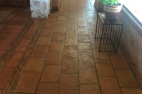 8X16" Terracotta tile in Heritage Natural with Listello border