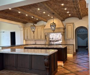 12X12" French Natural in a Wood frame for Kitchen floor.