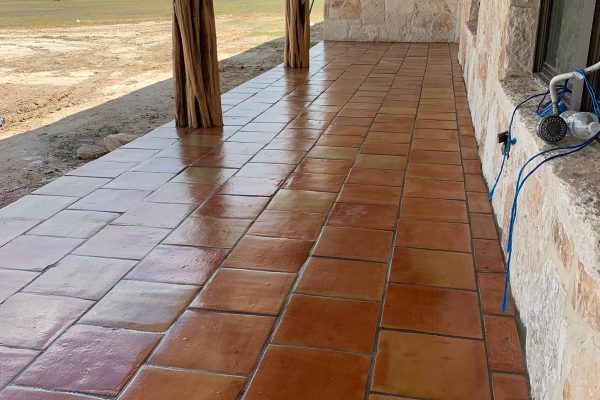 16X16" Saltillo Tile installed on back porch