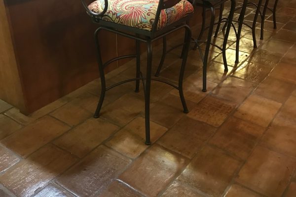9X14" French terracotta tile in the cafe color installed on kitchen floor