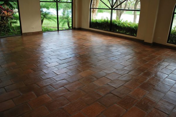 9X14" French terracotta tile installed on clubhouse floor