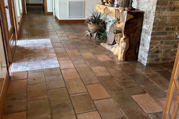 9X14" French terracotta tile in the cafe color installed on foyer