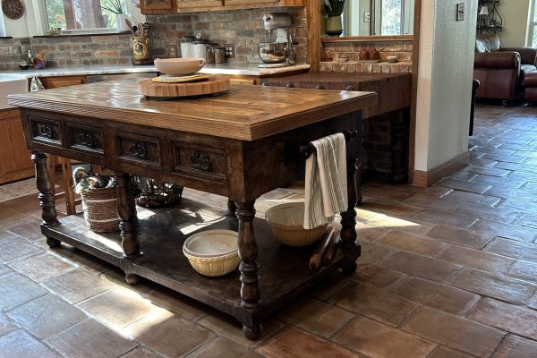 9X14" French terracotta tile in the cafe color installed on kitchen floor