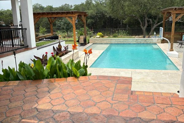 San Felipe terracotta tile installed on back patio