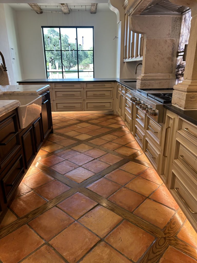 12X12 French Natiural in a wood frame for Kitchen floor2
