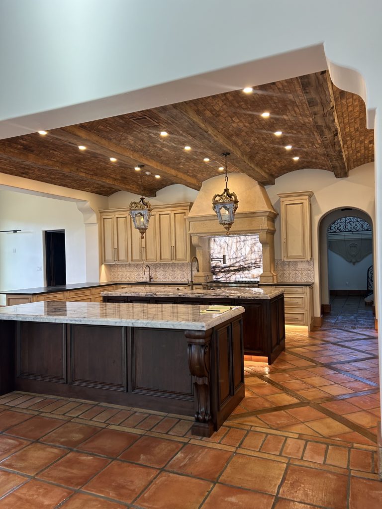 12X12 French Natural in a Wood frame for kitchen floor