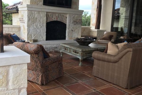 Handmade Terracotta Tile installed in California Pattern on a Patio Mix Cafe and Natural in Boerne, Texas