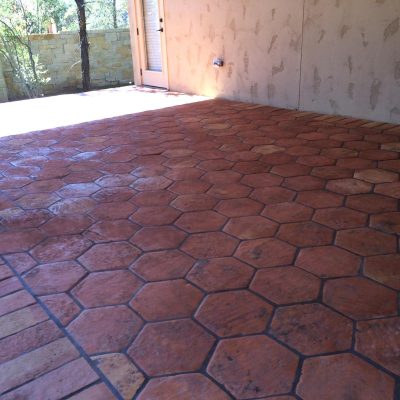 12" Hexagon Heritage terracotta tile in the natural color