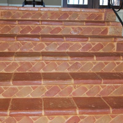 3X6" Heritage Terracotta tile for step risers, 10X12" Heritage natural step bullnose