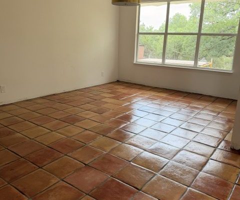 12X12" Saltillo Natural installed on living room floor in Kerrville, Texas